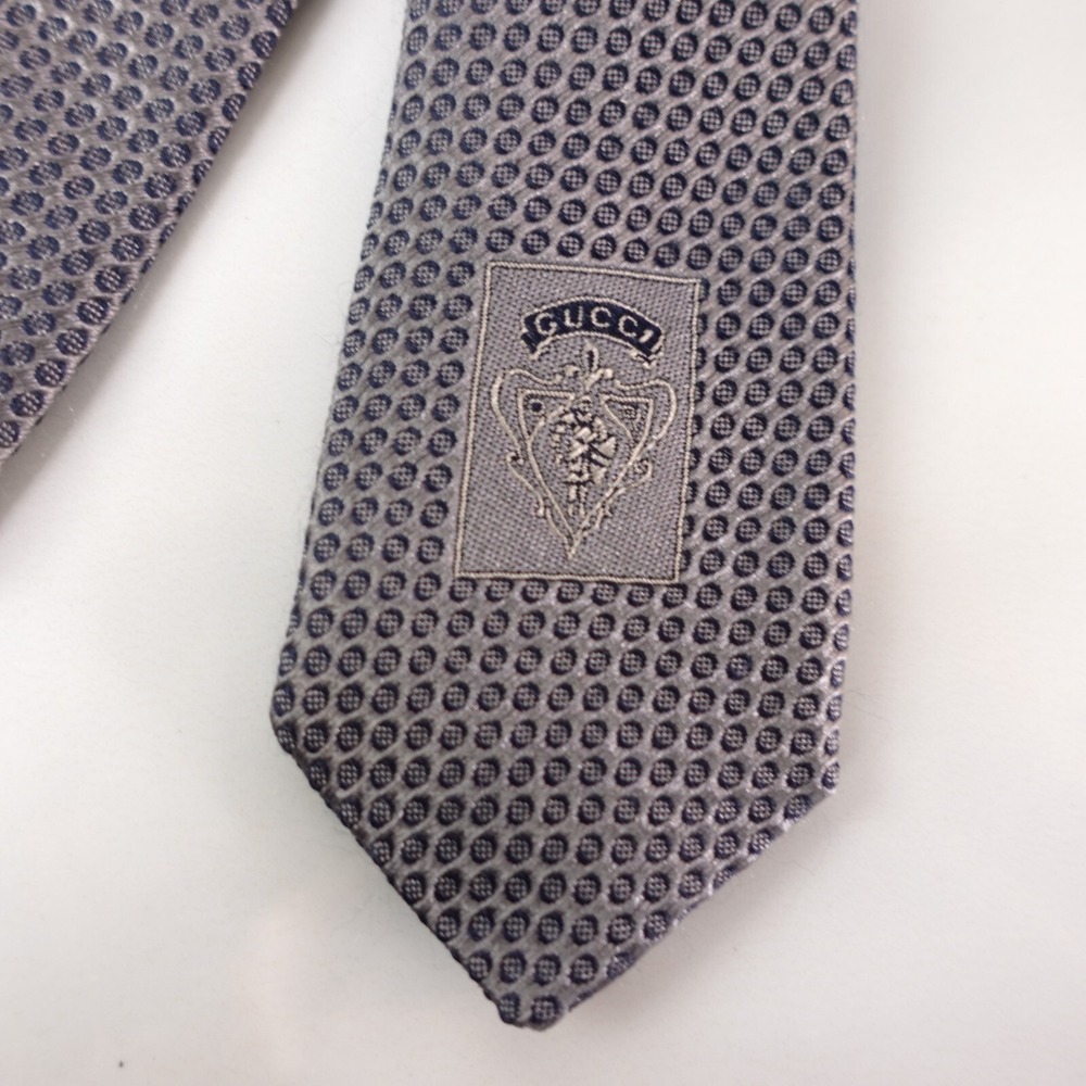 Gucci Neck Tie Mens Blue Silk Grenadine Luxury Wedding Basic Simple Modern Italy - Picture 6 of 12